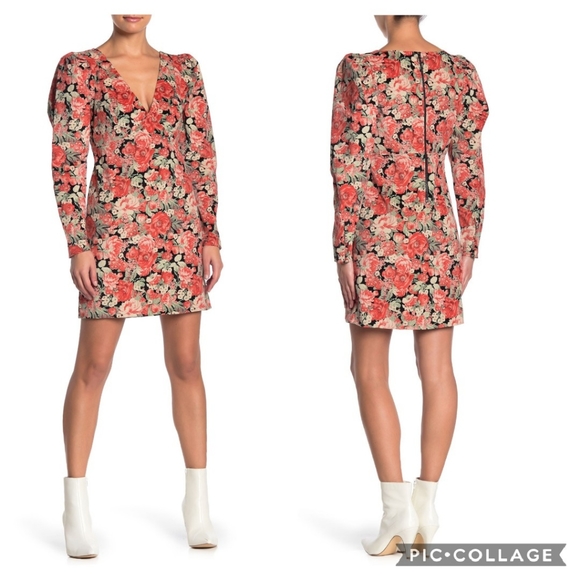 Free People Kapowski Puff Sleeves Mini Dress 8 - Picture 2 of 8